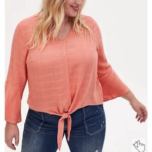 New Orange Torrid  TEXTURED WOVEN TIE-FRONT TOP